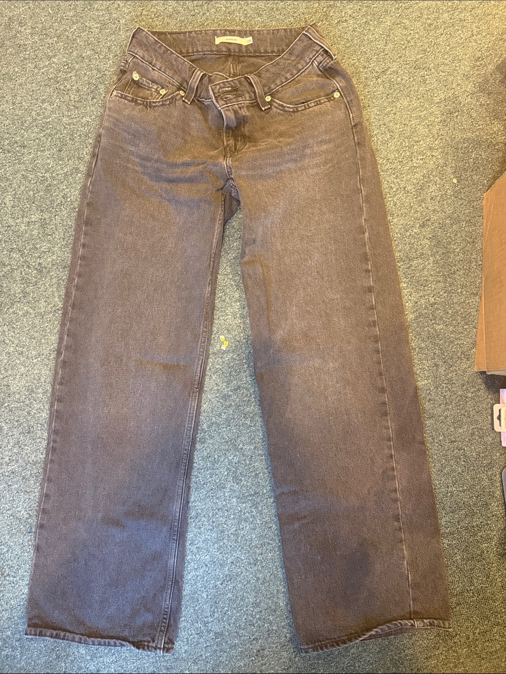 Levi's super low rise black wash relaxed Wide-Leg Jeans women’s 25x32